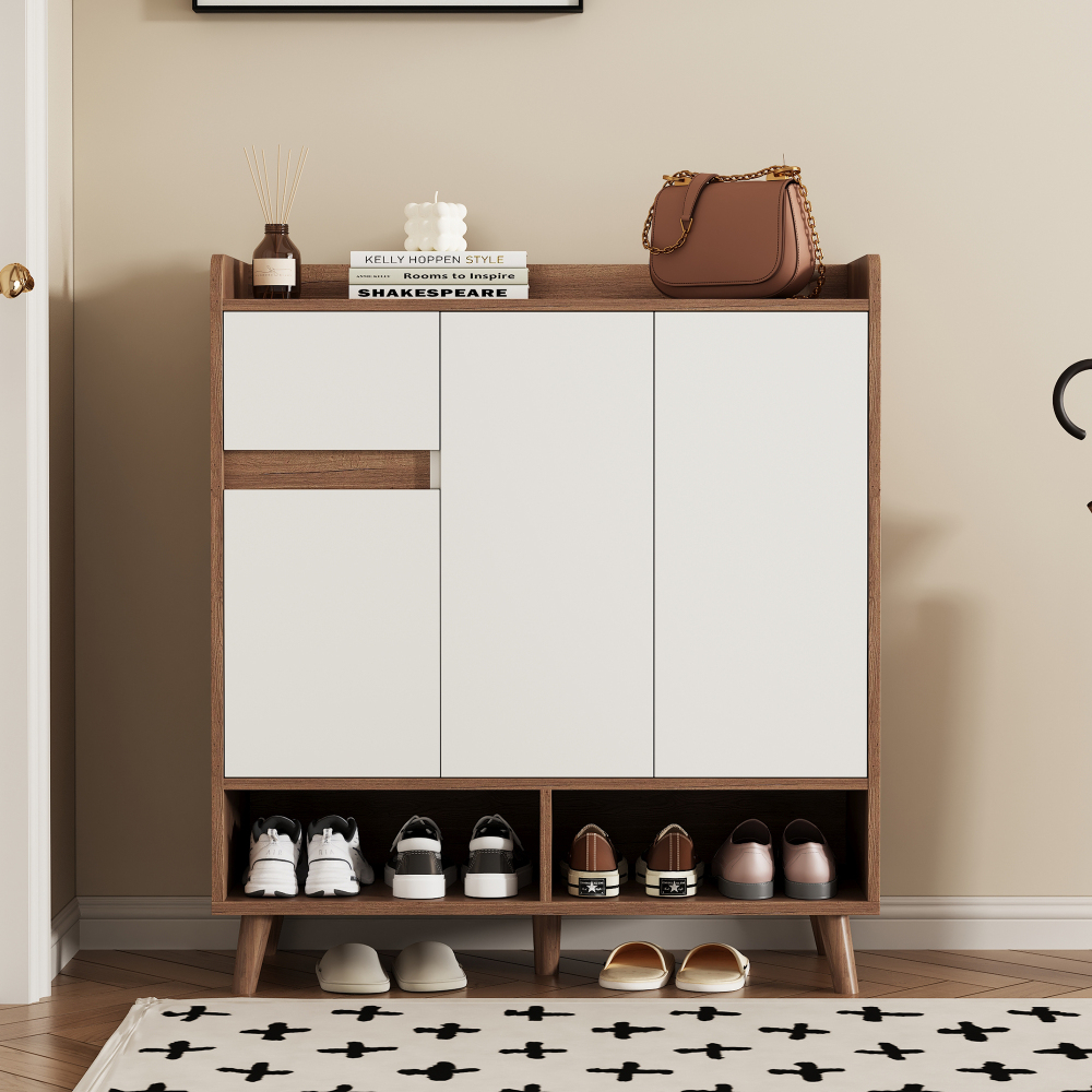 Zapatero organizador con estantes ajustables blanco natural 99x90x35cm