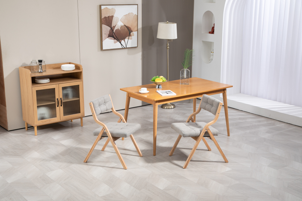 Silla plegable madera gris set de 2 diseño compacto