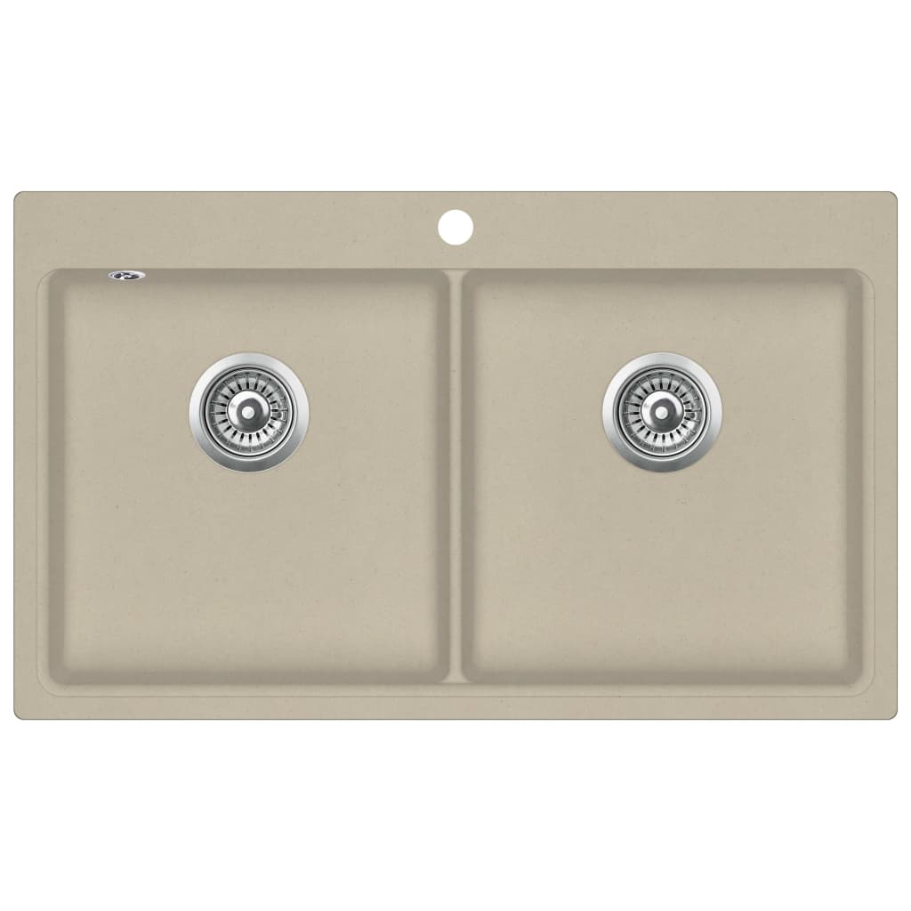 Fregadero de cocina de granito beige de dos senos