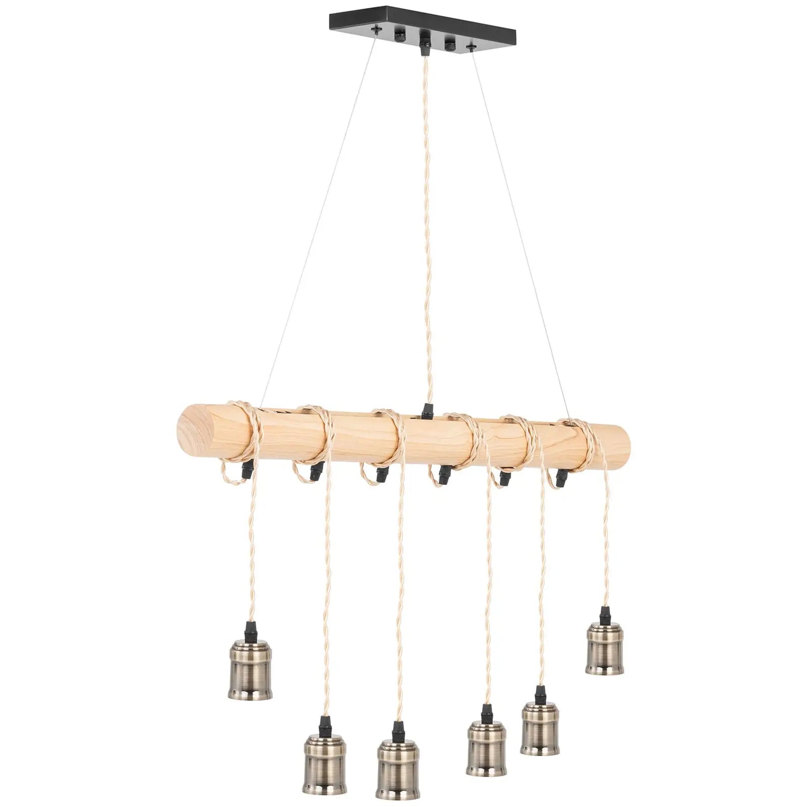 Lámpara de techo con 6 luces cilindro de madera