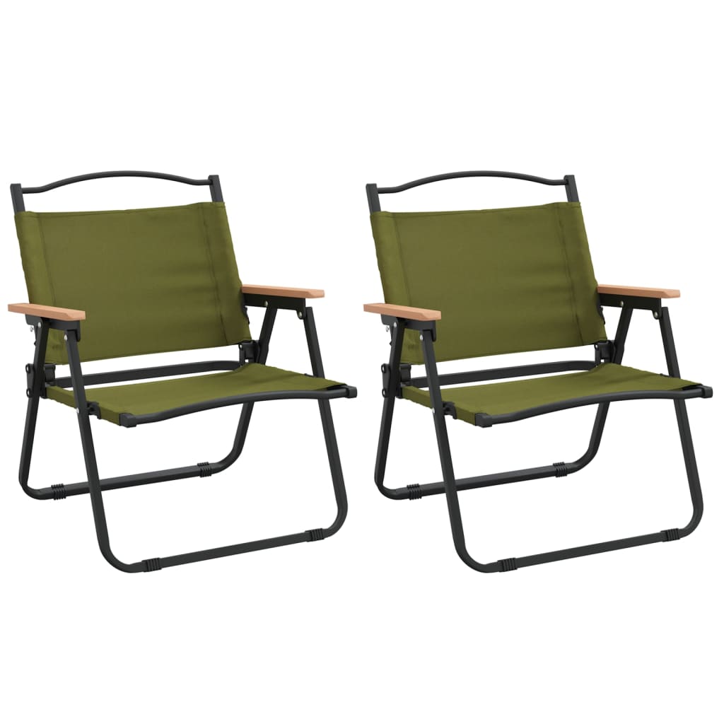 vidaXL sillas de camping 2 uds tela oxford verde 54x43x59 cm