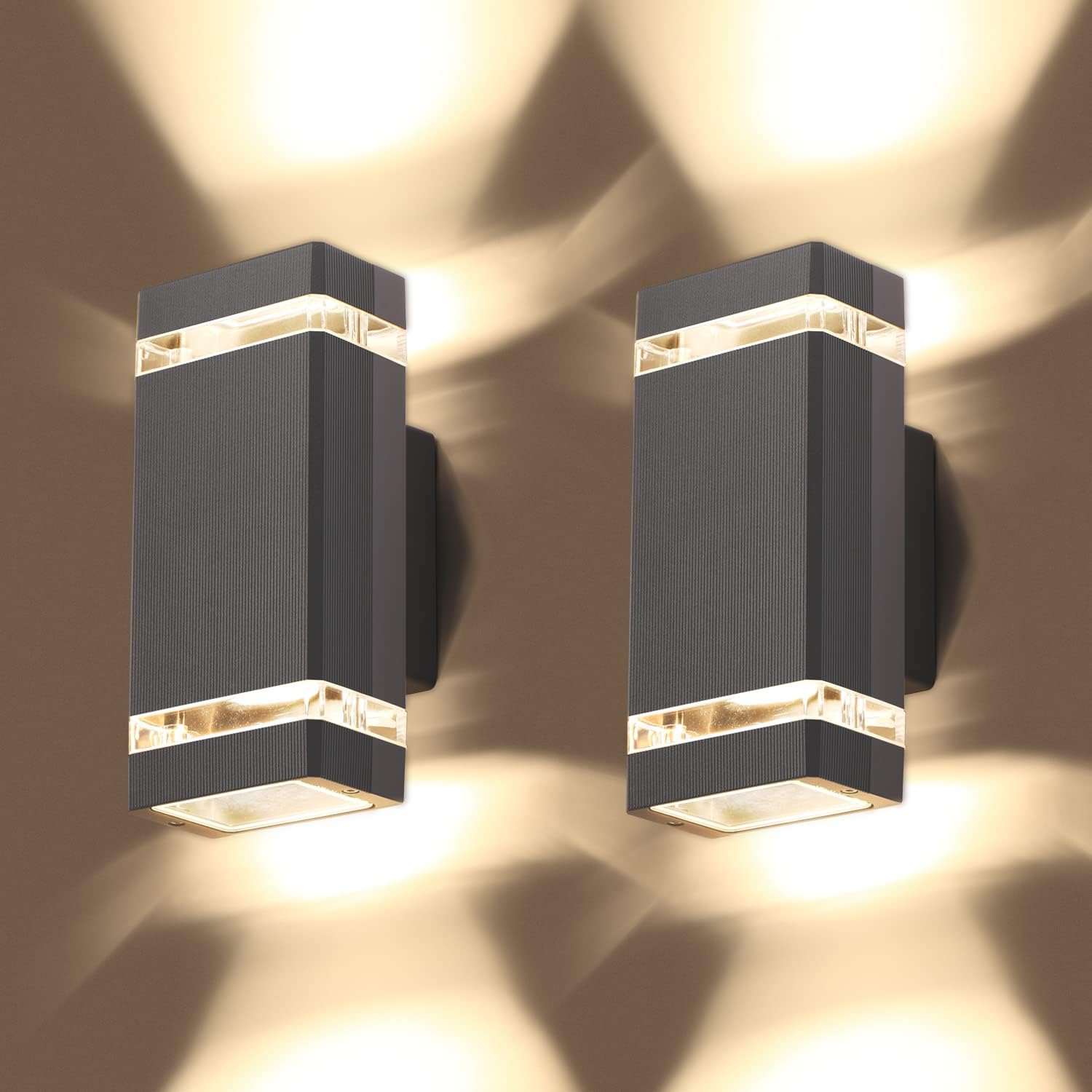 Aplique de pared 2 uds. Exterior aluminio impermeable 3000 k blanco