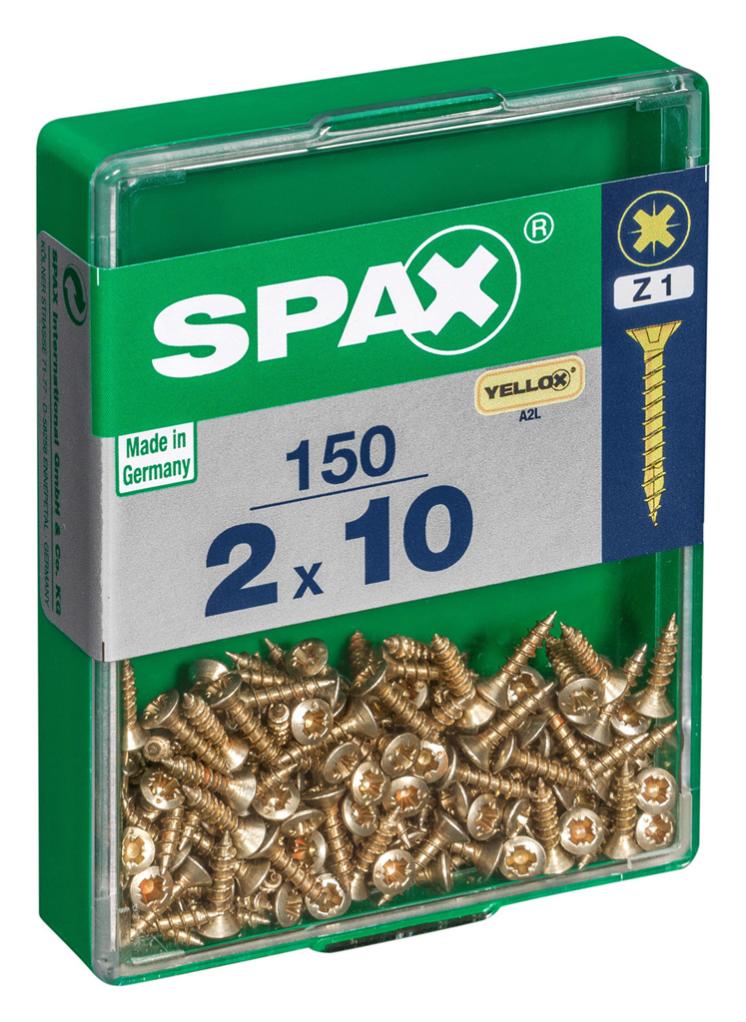 Caja de 150 unidades de tornillo para madera spax con cabeza plana en yello