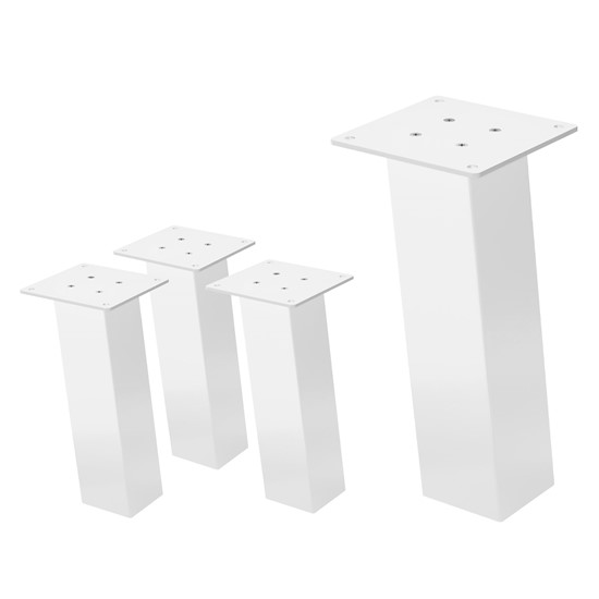 Set 4x patas de mesa 30 cm inclinadas de acero 8x8 cm blanco brillante