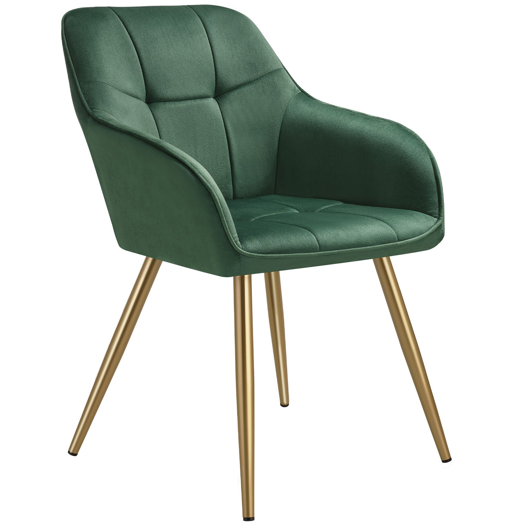 Silla de comedor, aterciopelada, 58 x 62 x 82 cm, verde oscuro/oro