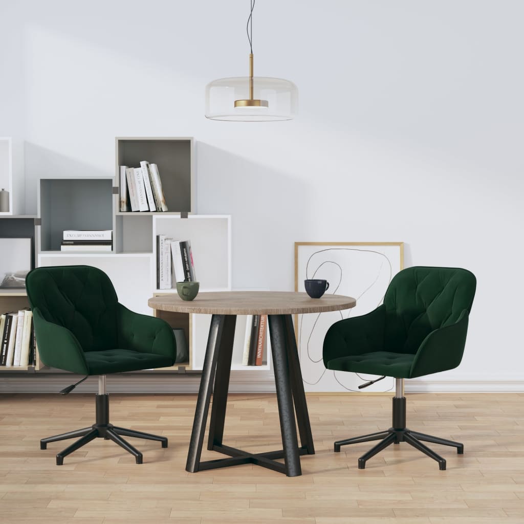 Sillas de comedor giratorias 2 unidades terciopelo verde oscuro qweo5838