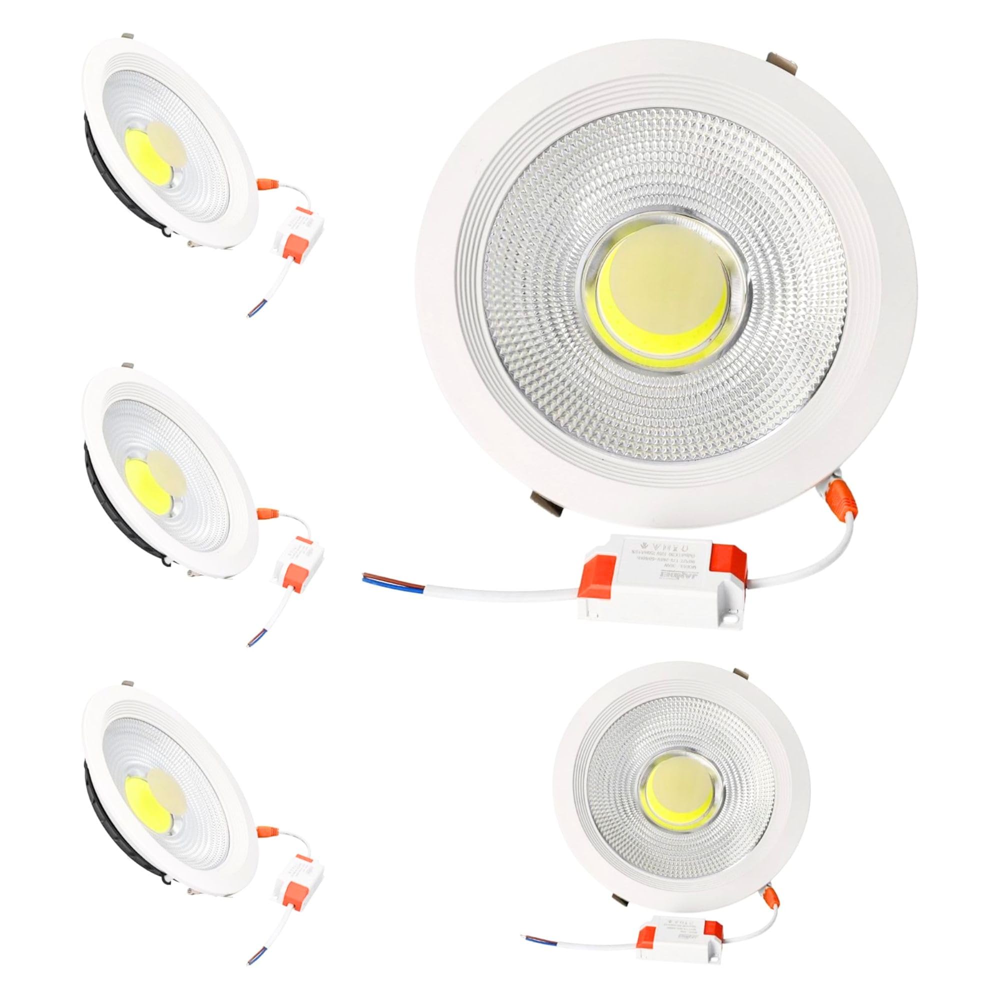 5x downlight LED cob empotrar, 30w 3000lm, luz blanca cálido 3000k