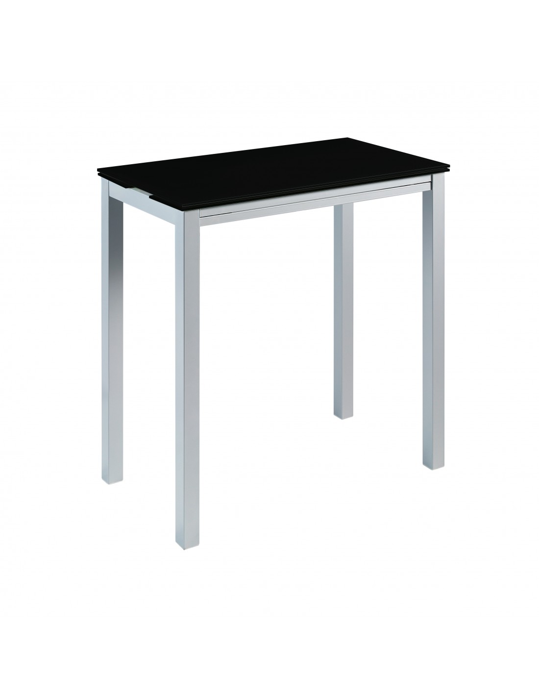 Momma Home mesa cocina alta extensible Londres, cristal negro patas metal
