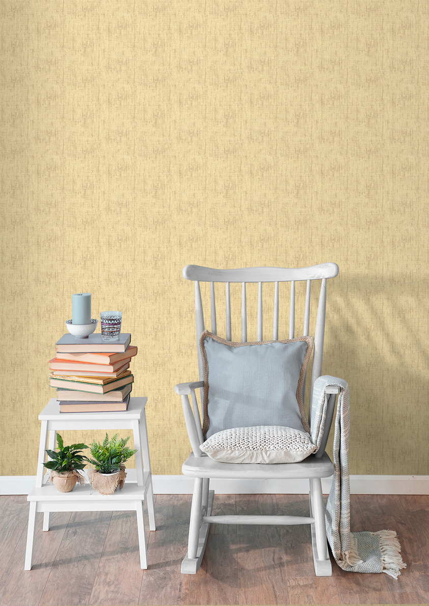 Papel pintado tnt liso con textura lienzo amarillo