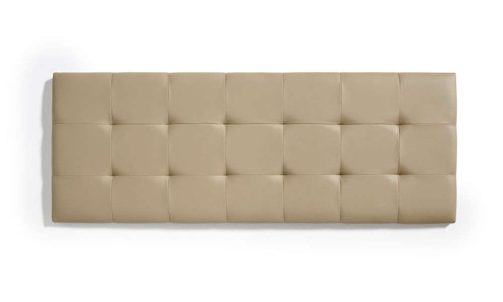 Cabecero de cama 160 capitone cuadros polipiel 162x57x5cm camel claro