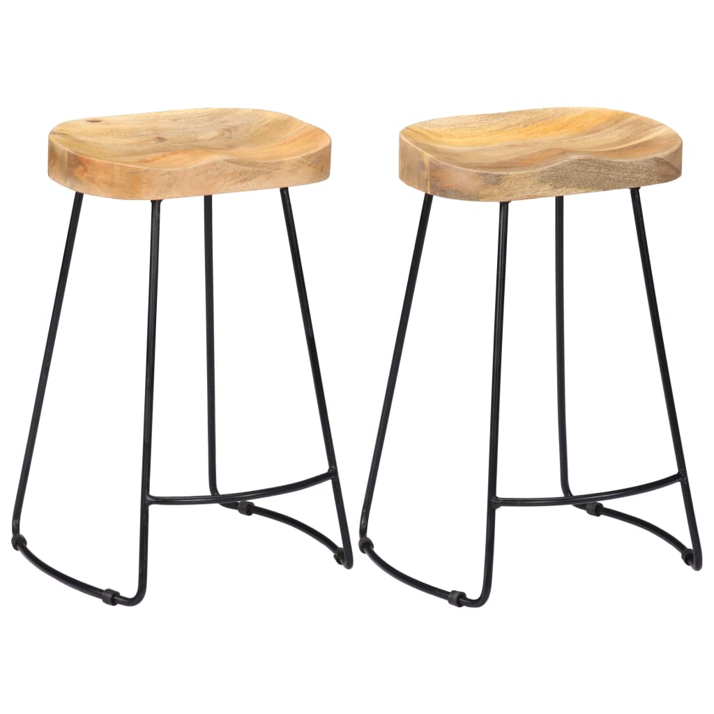 Taburetes de cocina gavin 2 unidades madera maciza de mango es5029