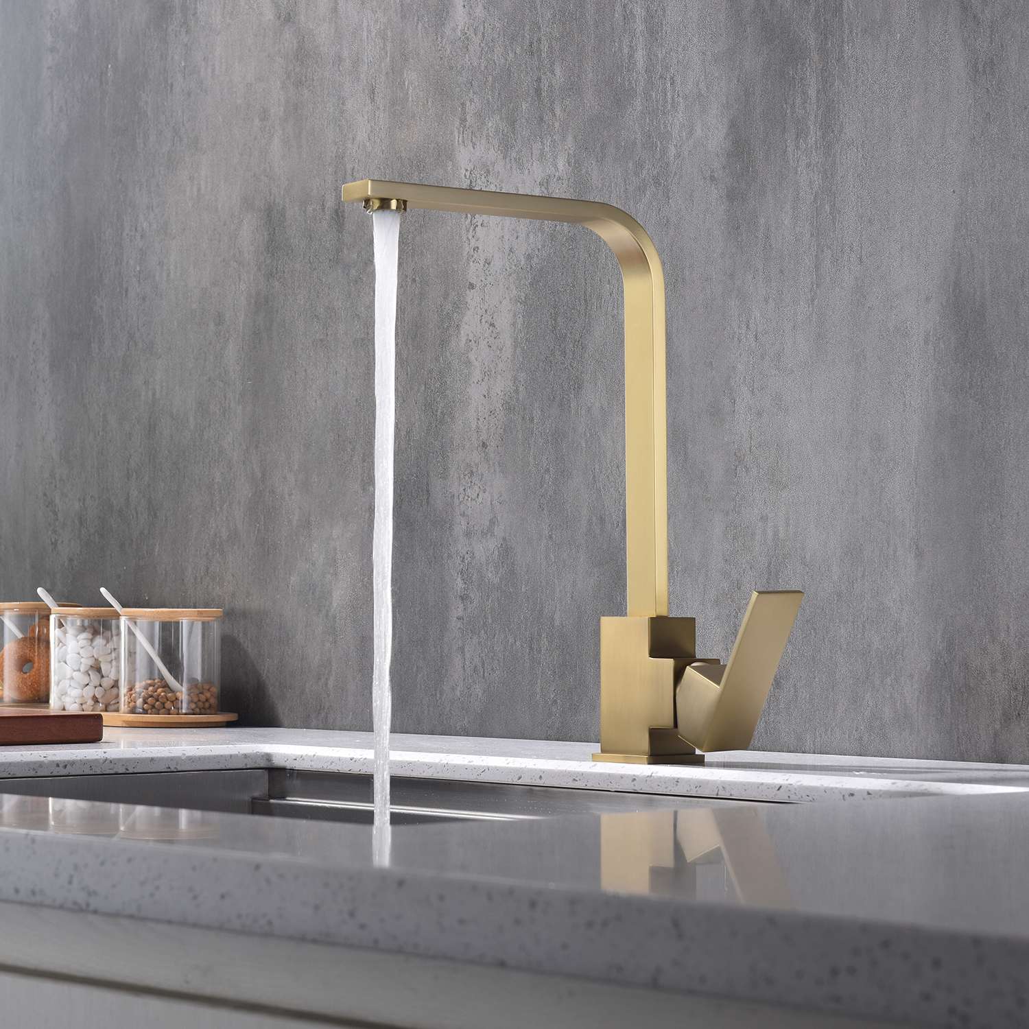 Grifo de cocina monomando sky bath oro cepillado inox s304