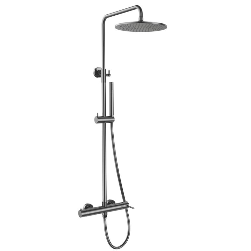 Conjunto de ducha termostatica round elite redondo titanio 250mm antical