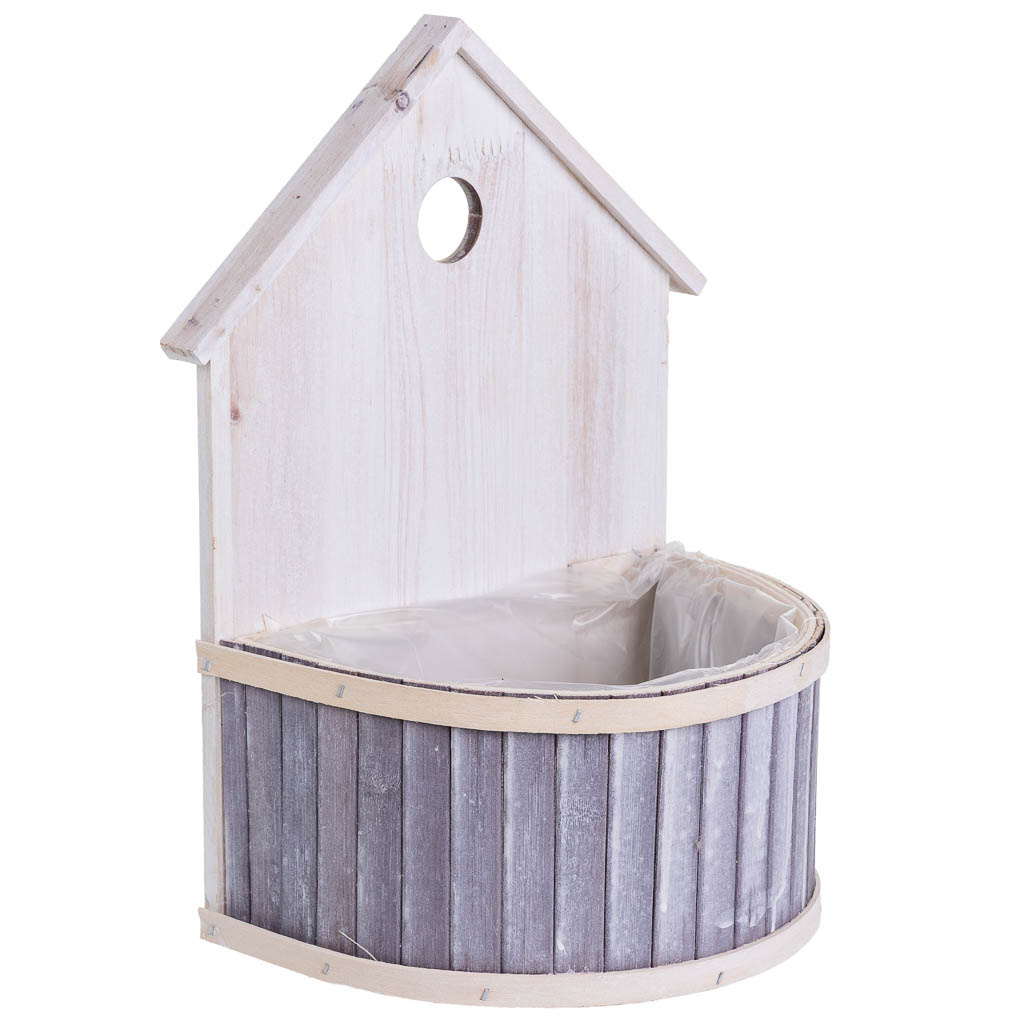 Soporte macetero de bambú redondo gris 25x15x31/11h cm