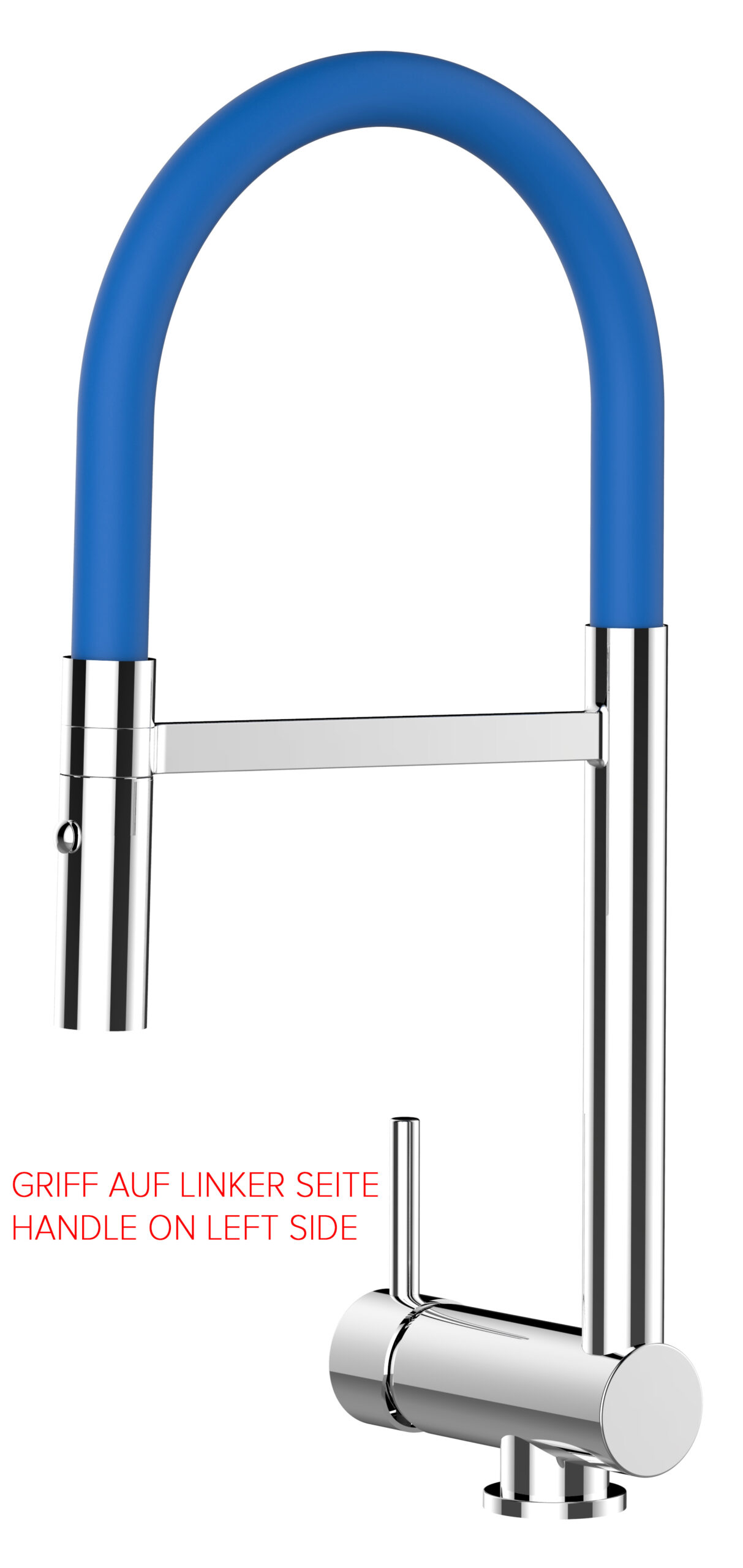 Grifo cocina abatible 6cm cromado azul ducha 2chorros mando a izquierda