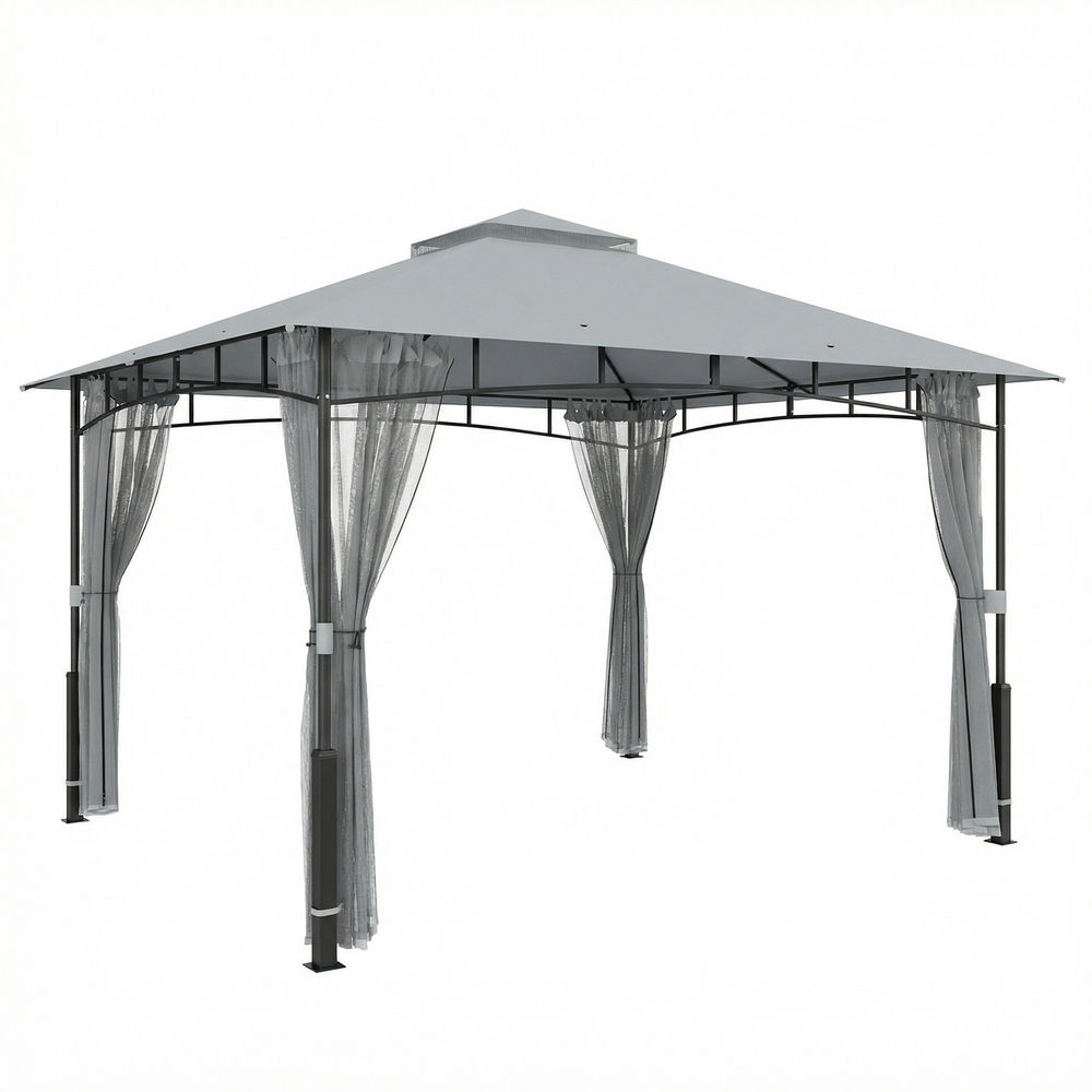 Cenador para jardín 360x300x275 cm metal, poliéster color gris Outsunny