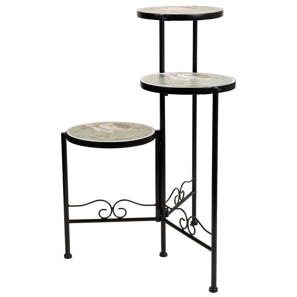 Soporte de mosaico y forja verde d30x68h-d25x61h-d20x51