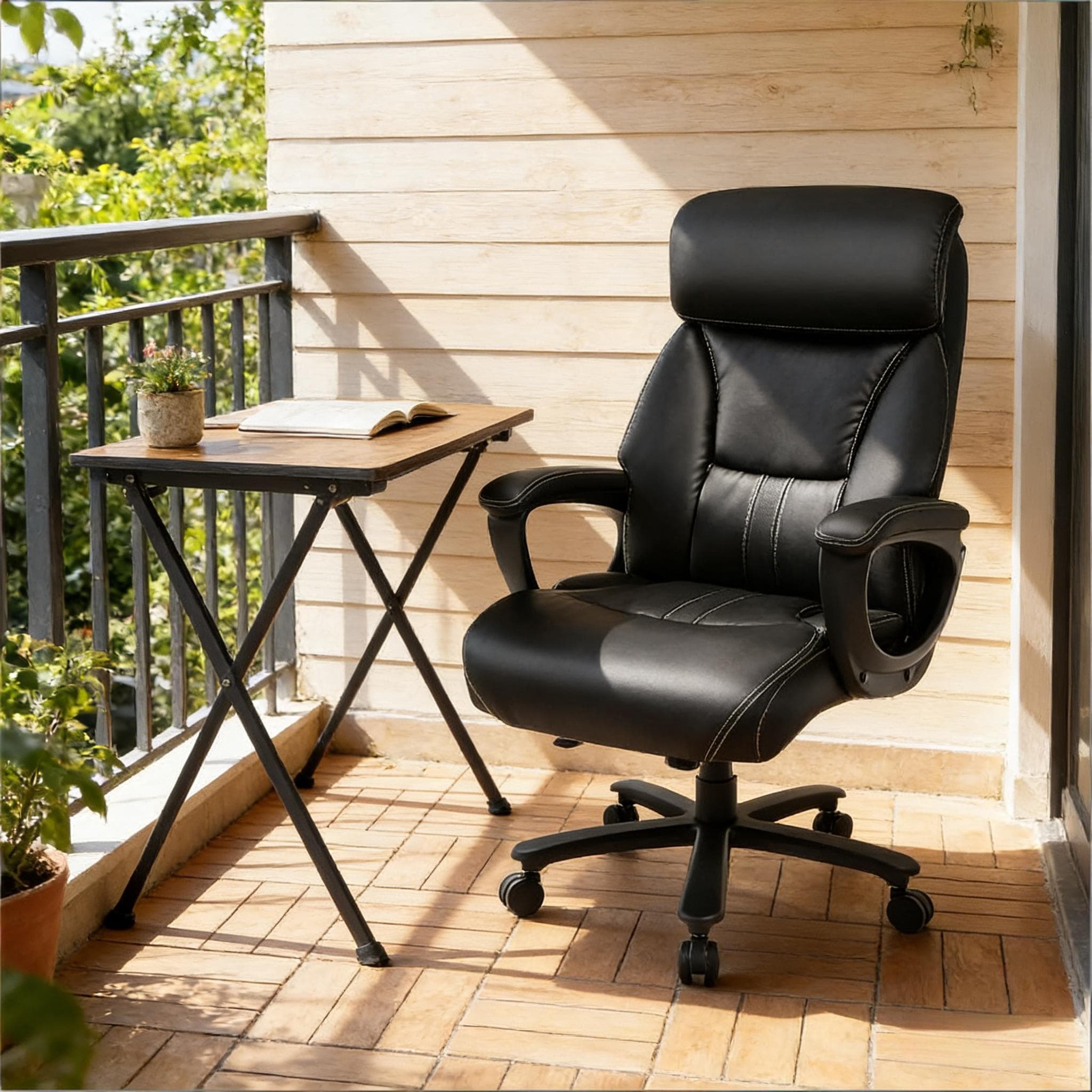 Silla oficina ergonómica pu negro con soporte lumbar