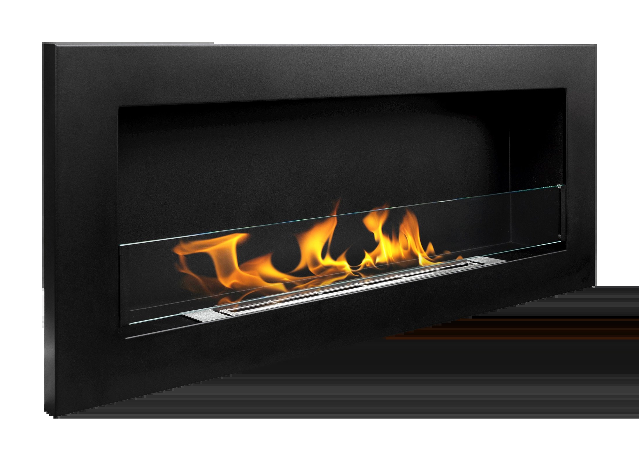 Chimenea bioetanol slim negra 90x40 cm con cristal