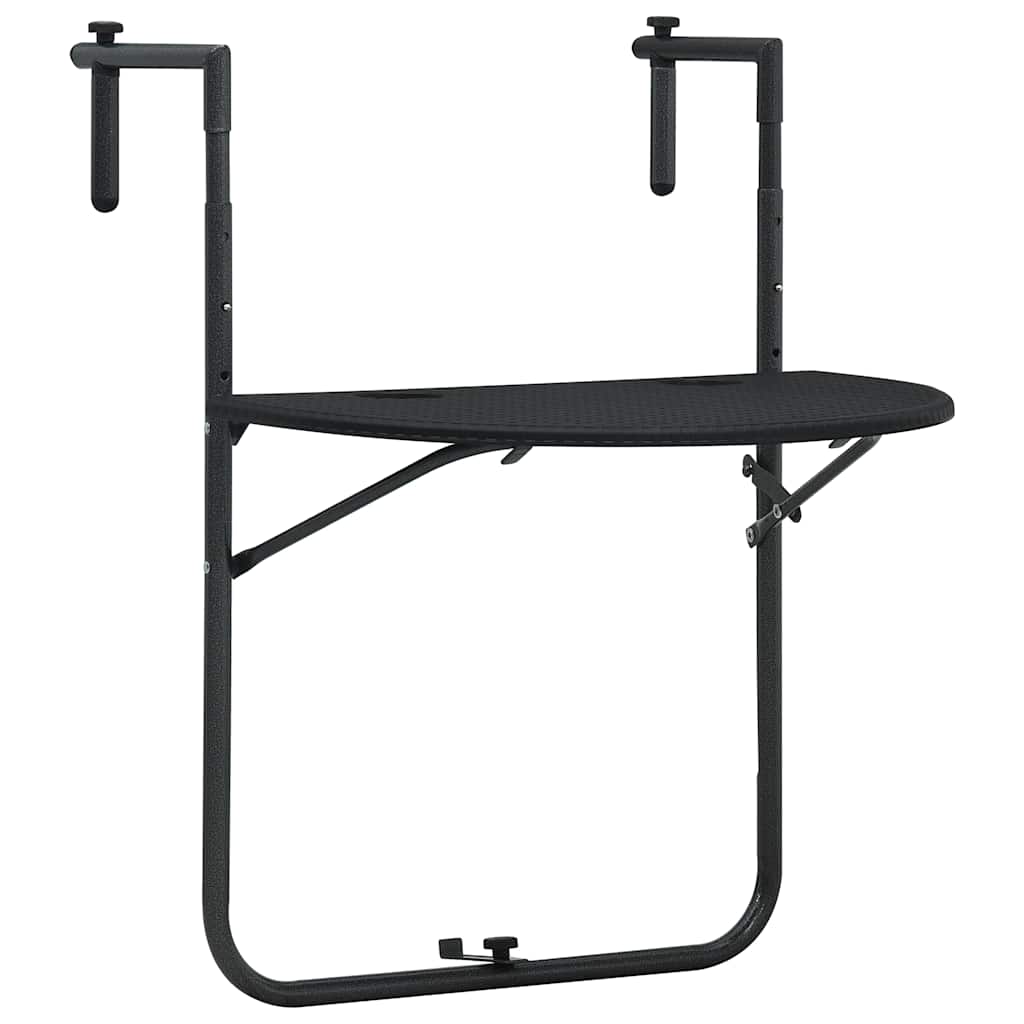 vidaXL mesa balcón coLGante plástico aspecto ratán negro 60x64x83,5 cm