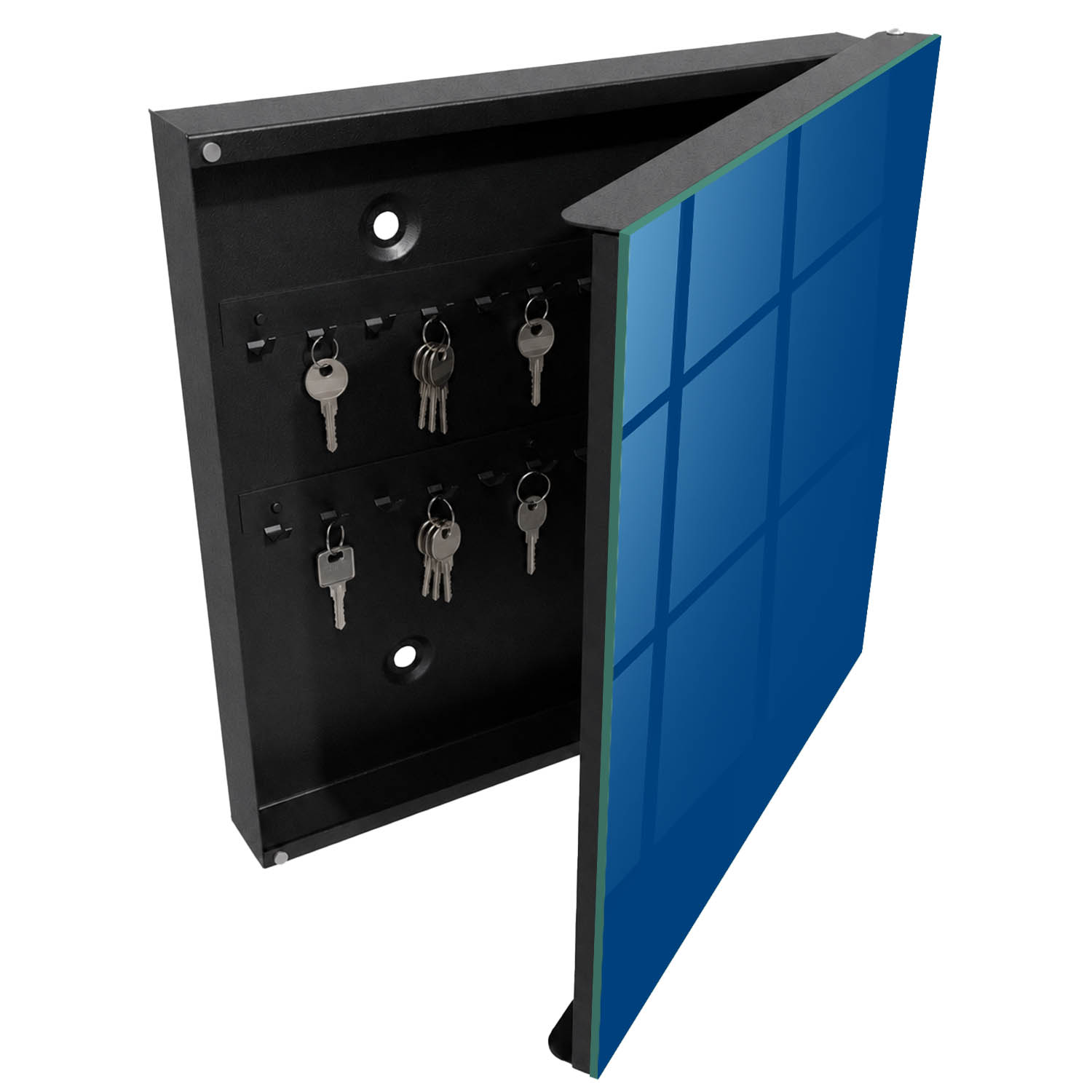 Caja guarda llaves 30x30x5 azul oscuro, apertura derecha tulup