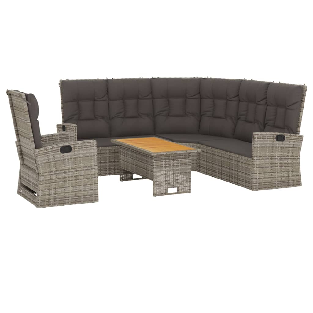 vidaXL set de muebles de jardín 3 pzas y cojines ratán sintético gris