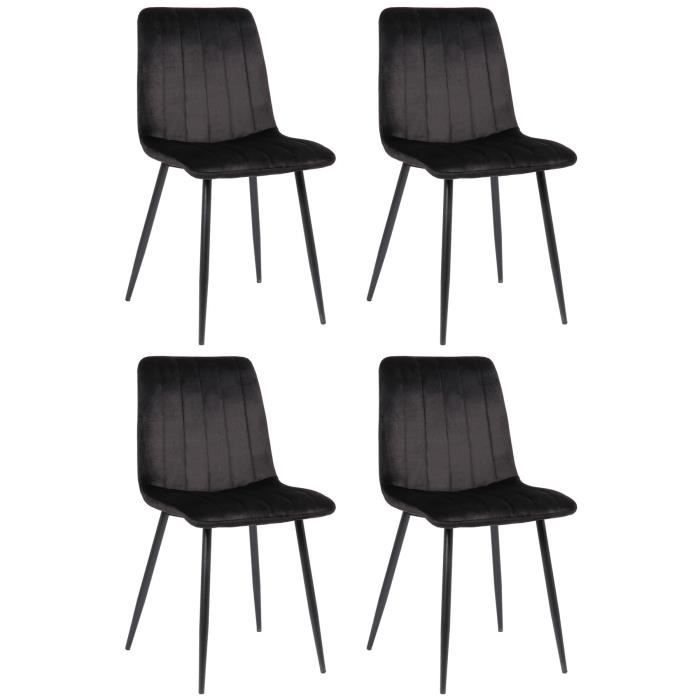 Sillas comedor dijon tapizadas negras - set 4 - 88 cm