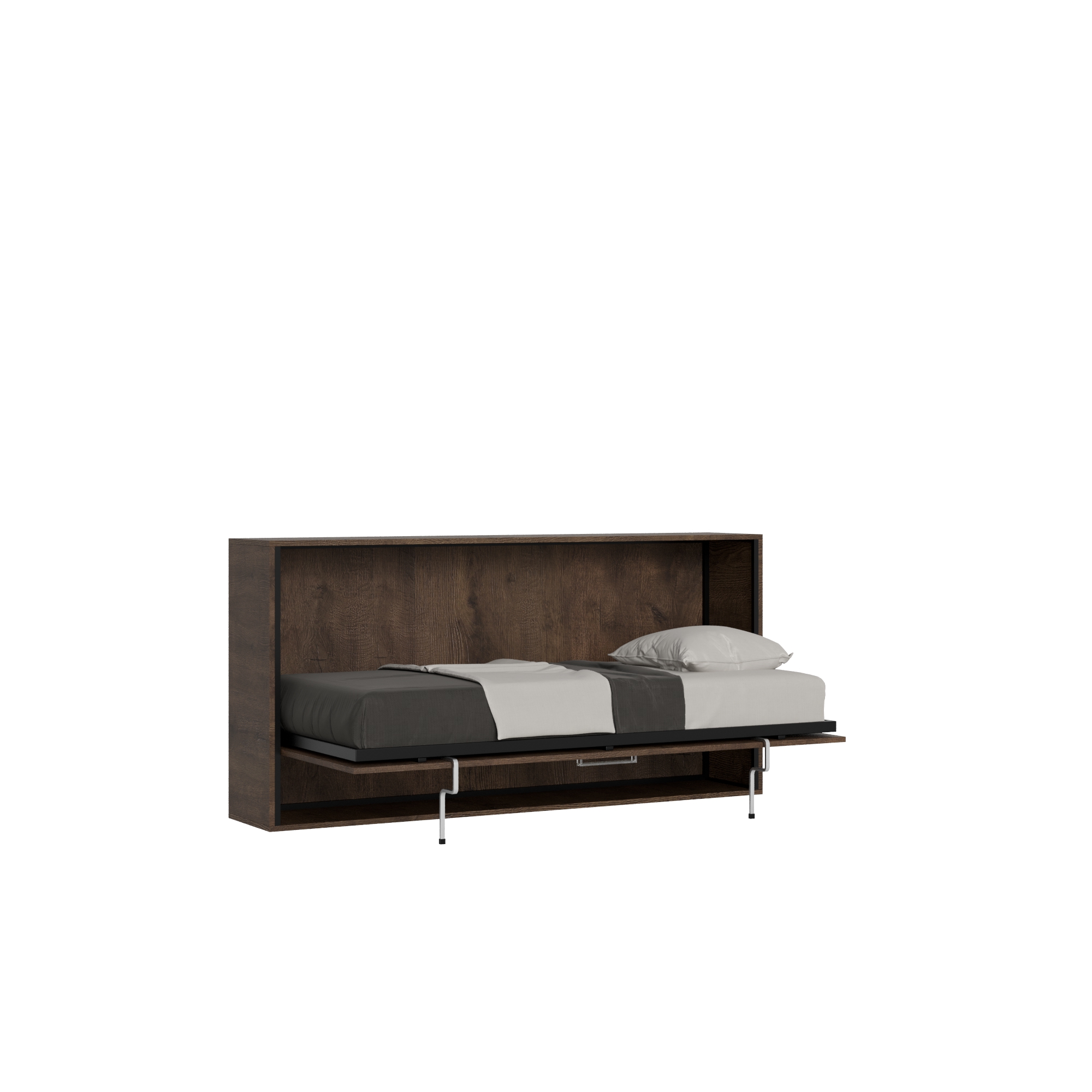 Cama abatible individual horizontal kando nogal