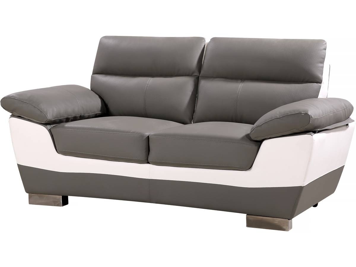 Sofá cuero reconstituido / PVC dallas - 2 plazas gris/blanco