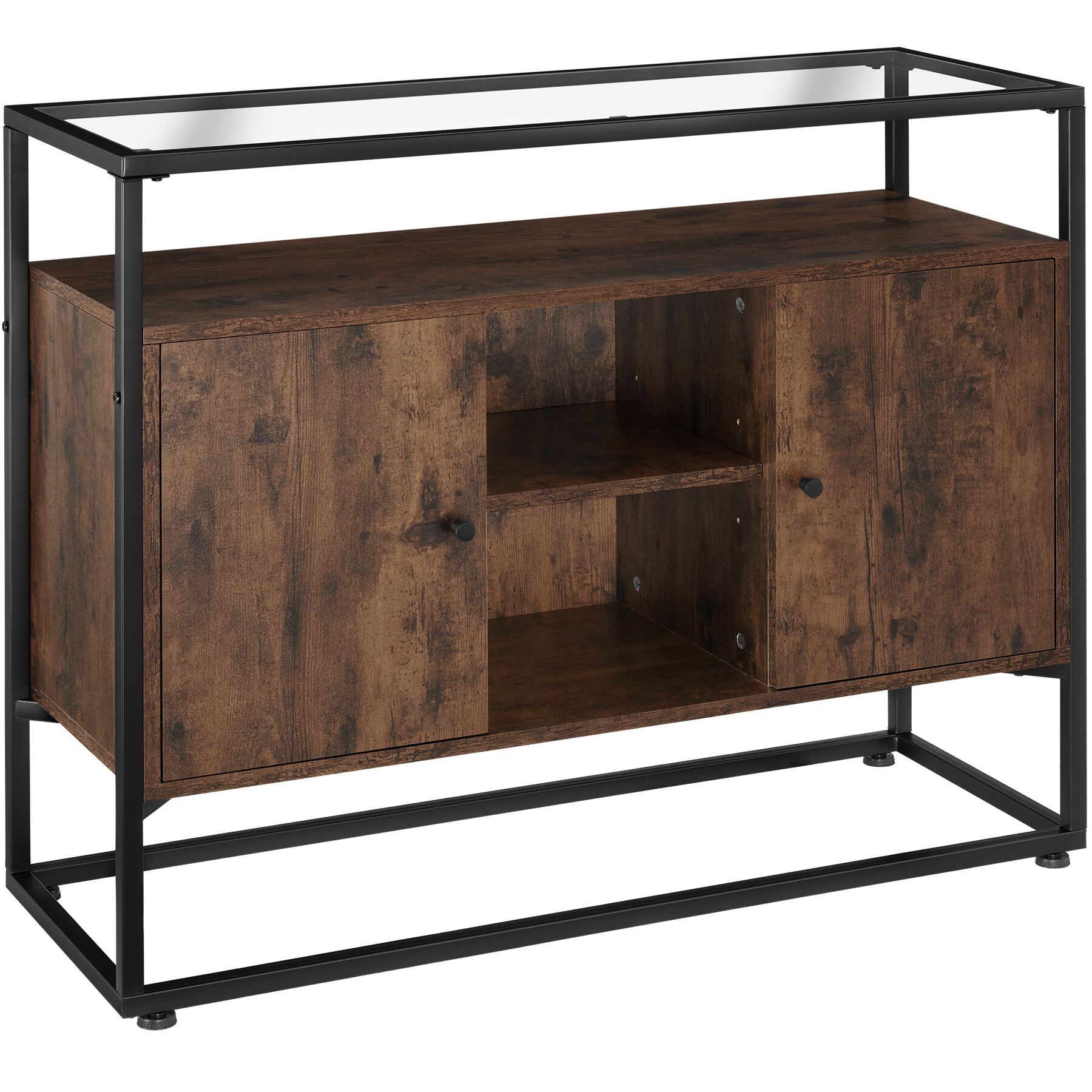 Aparador de estilo industrial 3 estantes 100x38x80,5 cm madera oscura