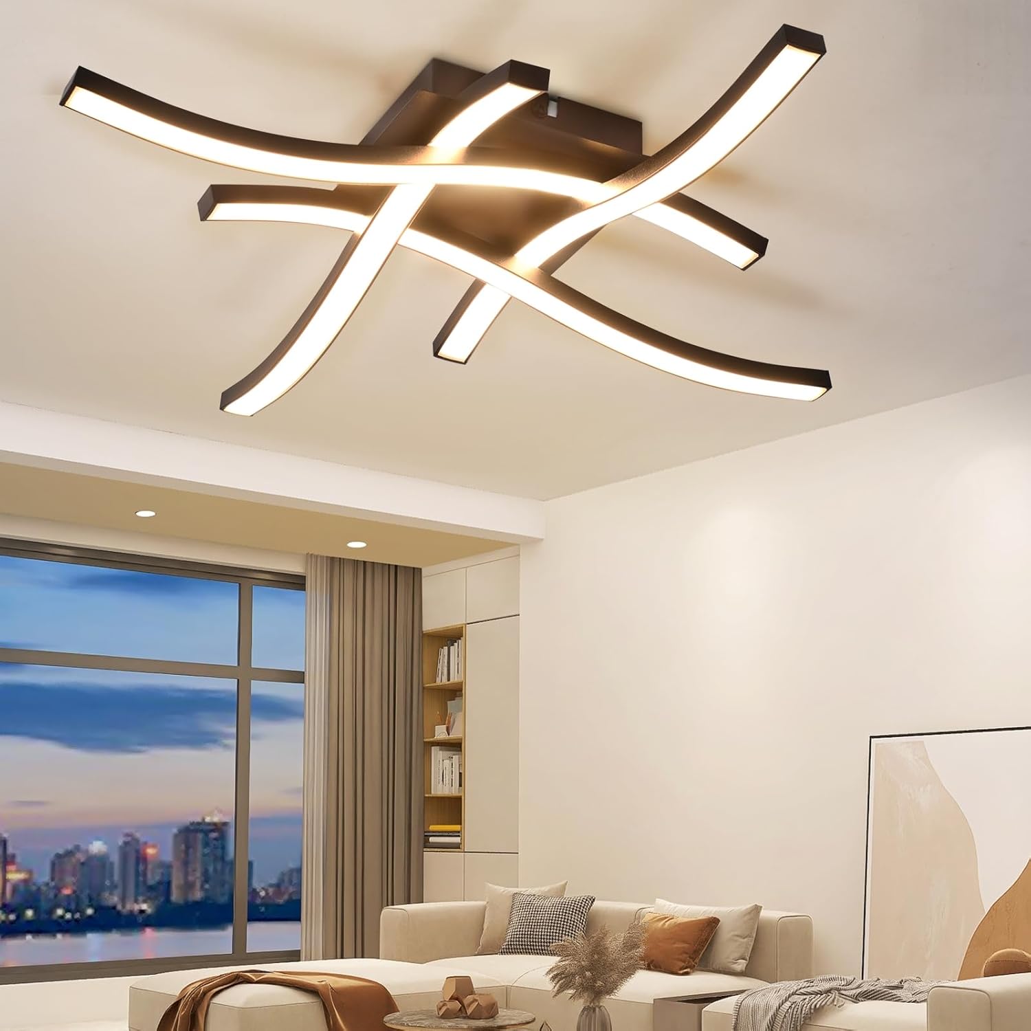 Nettlife plafón LED negro 24w 3000k blanco cálido diseño moderno