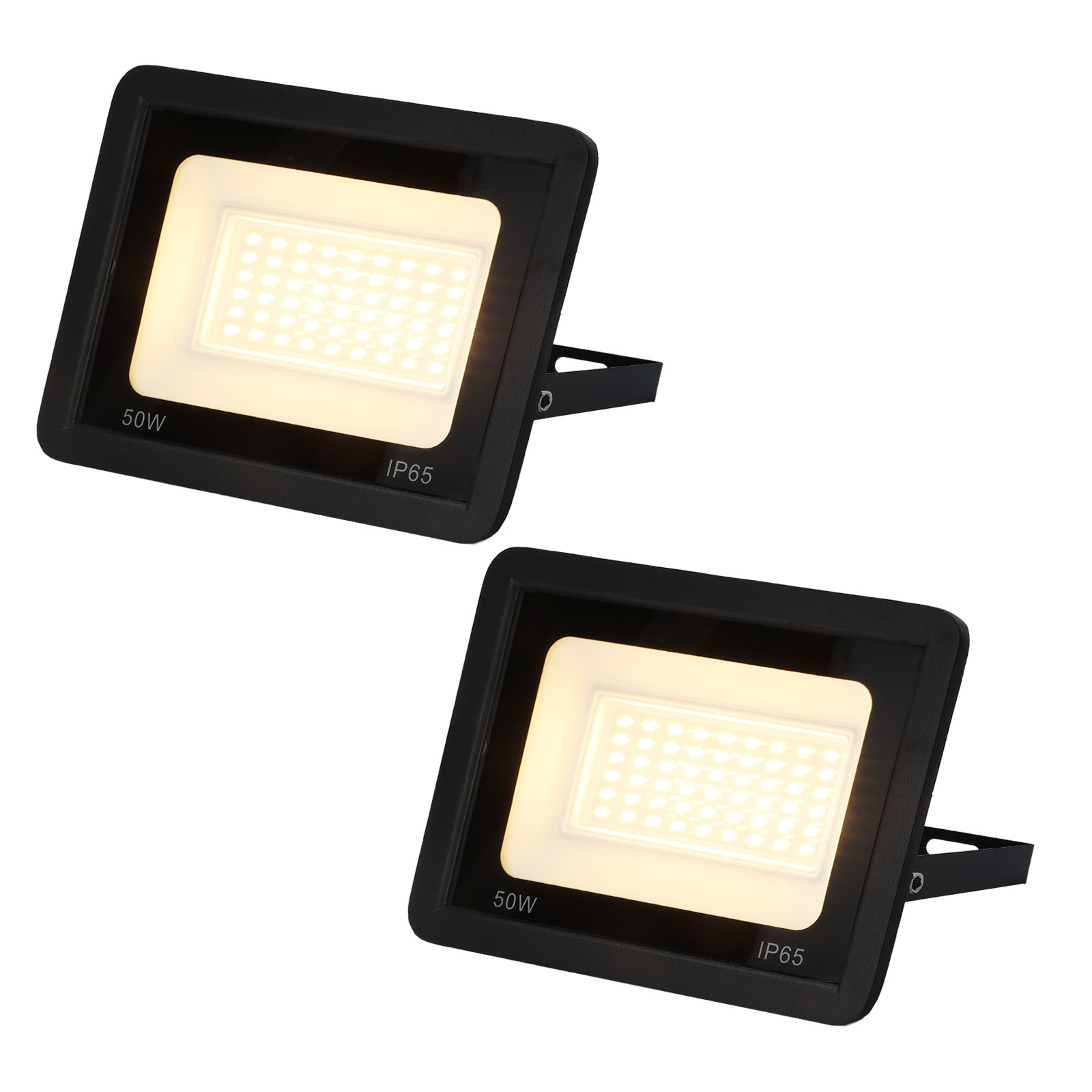 Pack 2 focos LED proyectores exterior ip65 50w 4750lm 3000k luz cálida