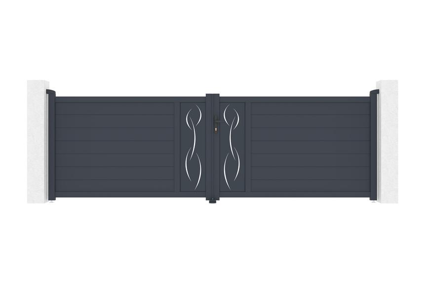 Puerta batiente regulable de ancho 4m life h.120cm aluminio gris
