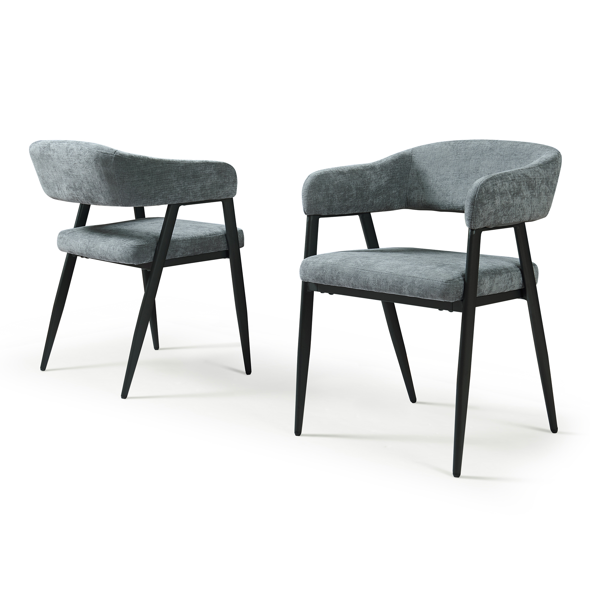 Juego de 2 sillas de comedor kohlmand tela acero 77x59x55cm gris oscuro
