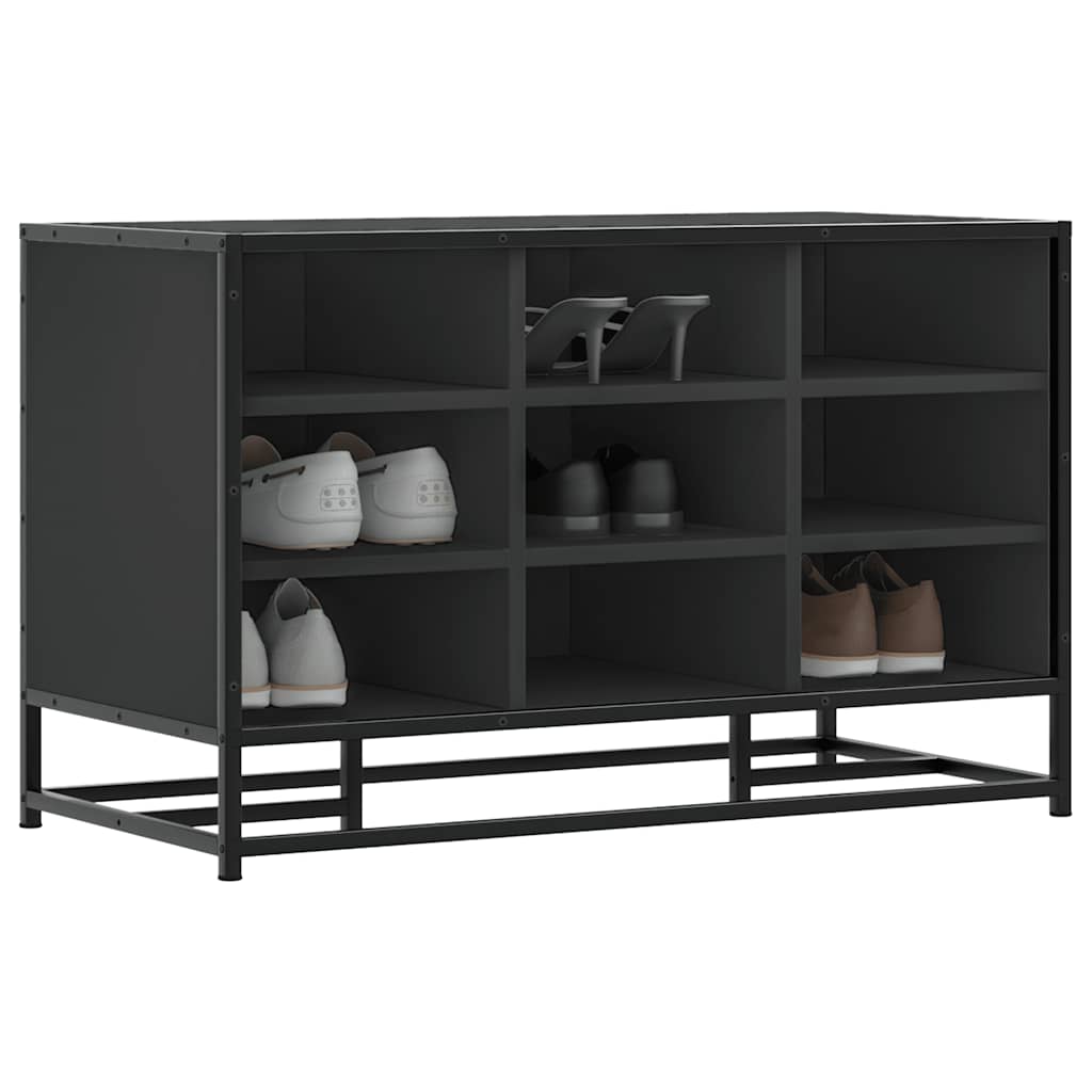Banco zapatero madera de ingeniería y metal negro 84x40x53,5 cm oif628177