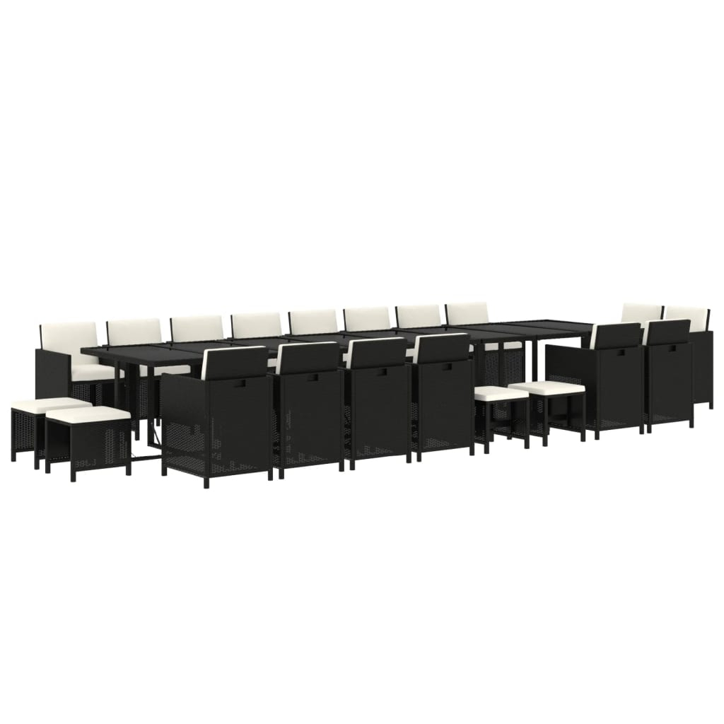 vidaXL set de comedor jardín 21 pzas con cojines ratán sintético negro