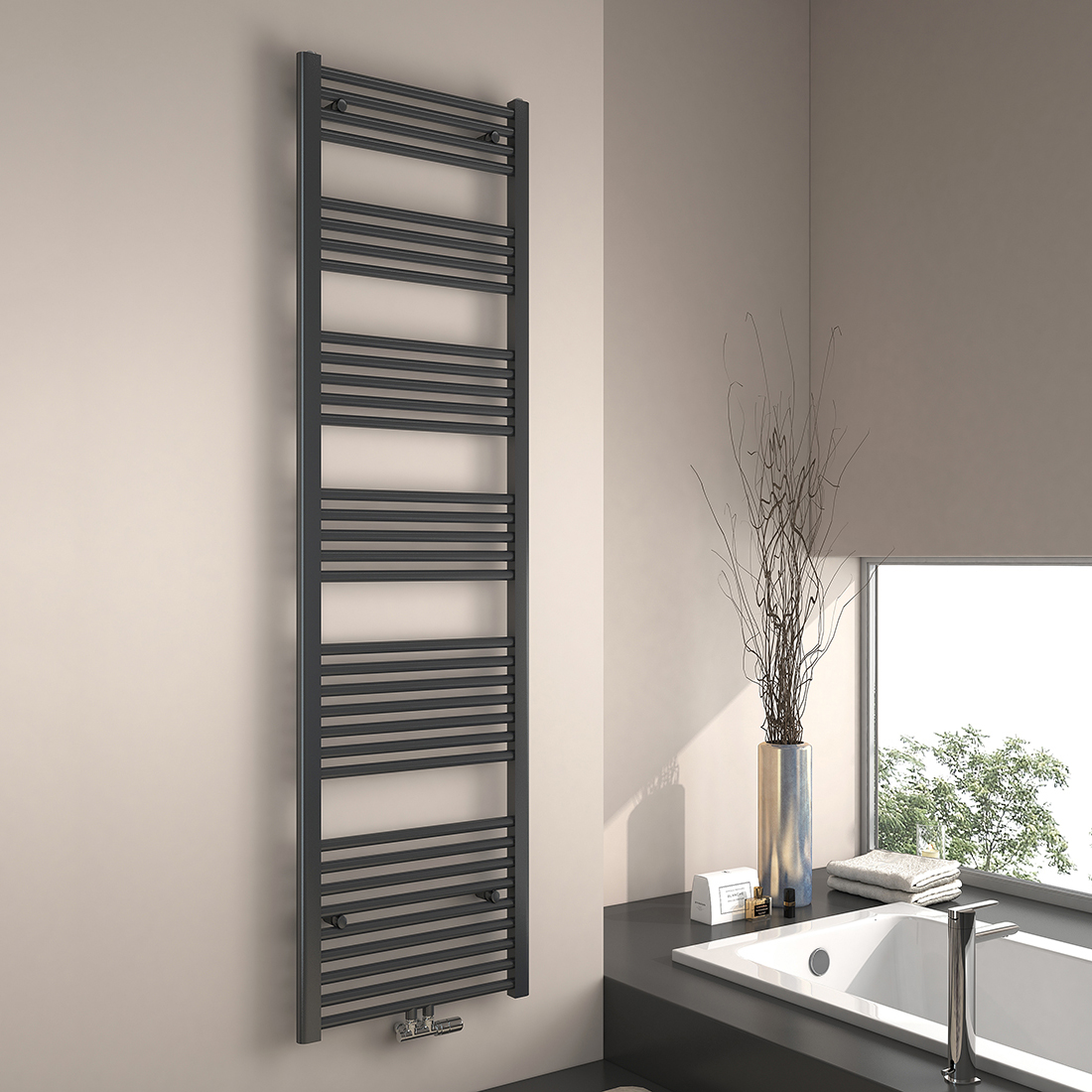 Emke radiador toallero agua caliente antracita 180x50cm 739w