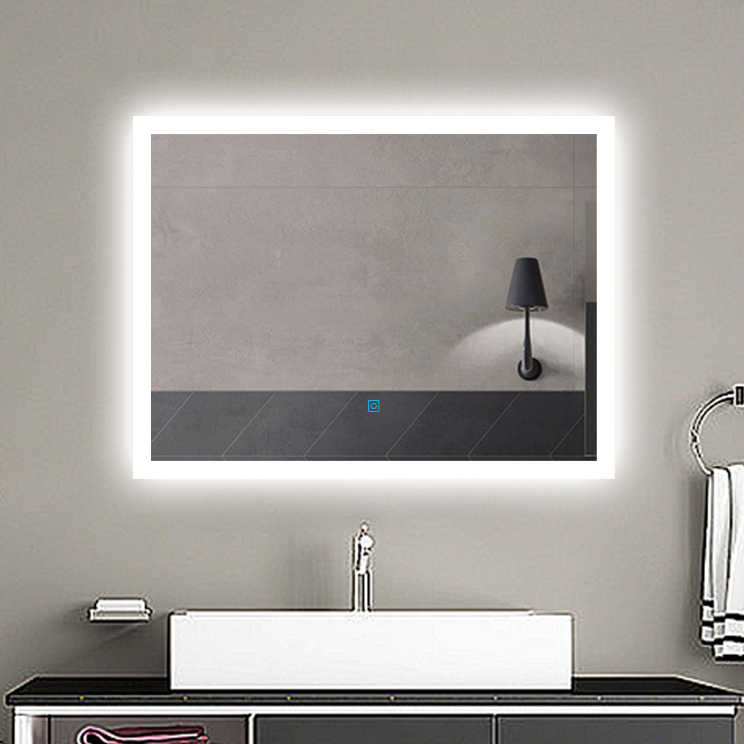 Aica espejo de baño LED 90 x 70 cm, antivaho,luminosidad regulable