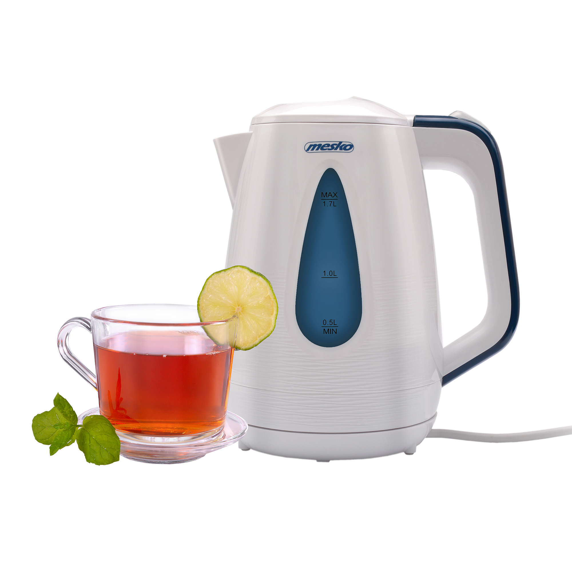Hervidor agua eléctrico, 1,7l, resistencia oc mesko ms 1261 blanco 2200w
