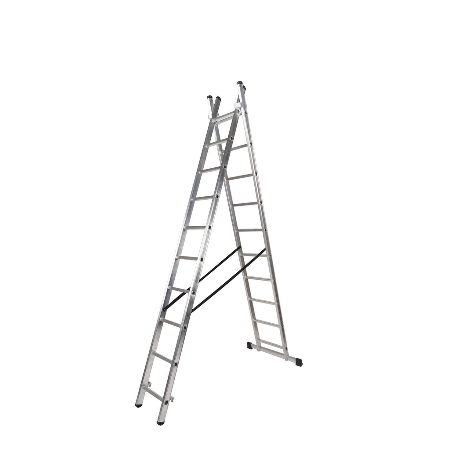 Escalera aluminio 2 tramos 7+7 pelda #241;os. Plegable, antideslizante, res