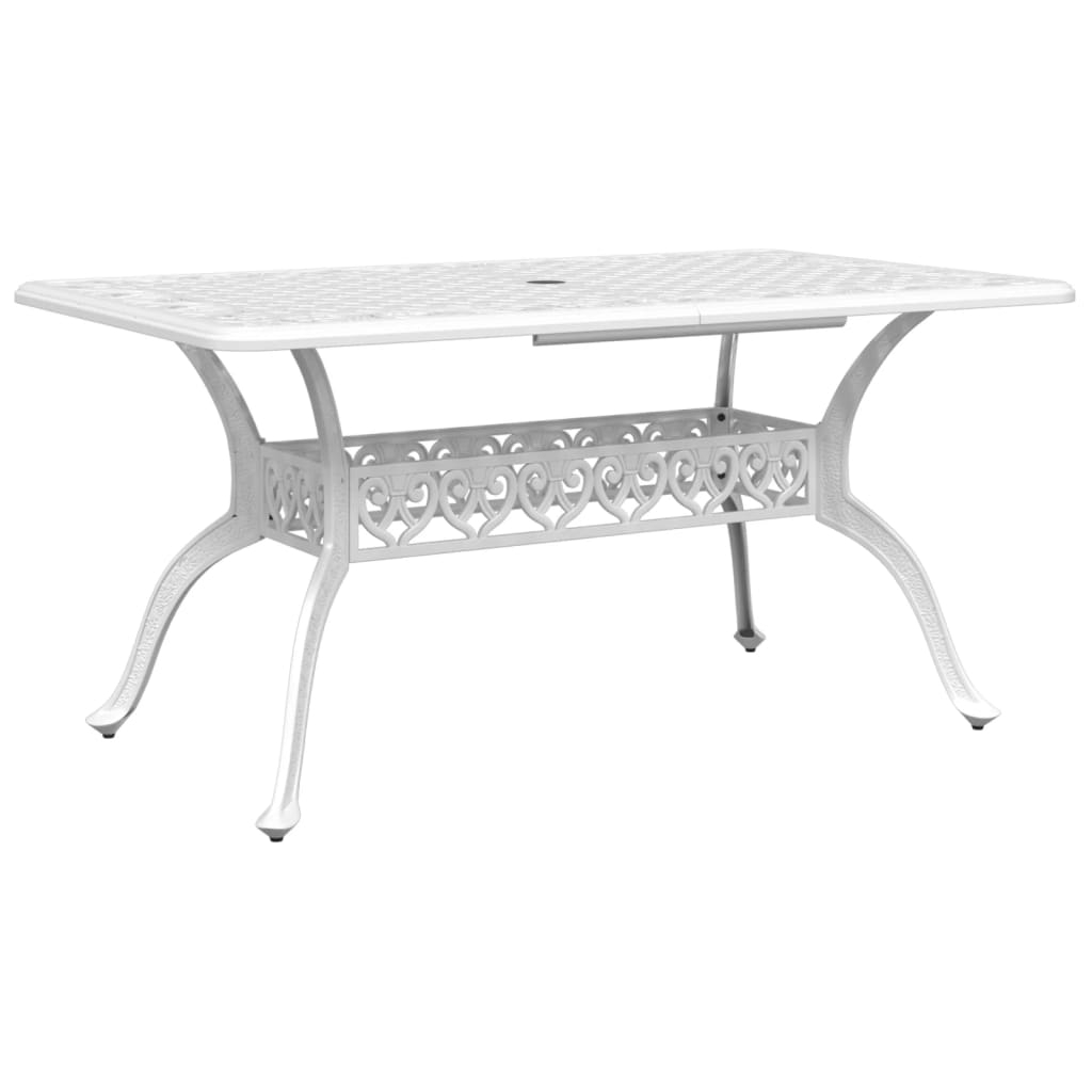 vidaXL mesa de jardín aluminio fundido blanco 150x90x72 cm
