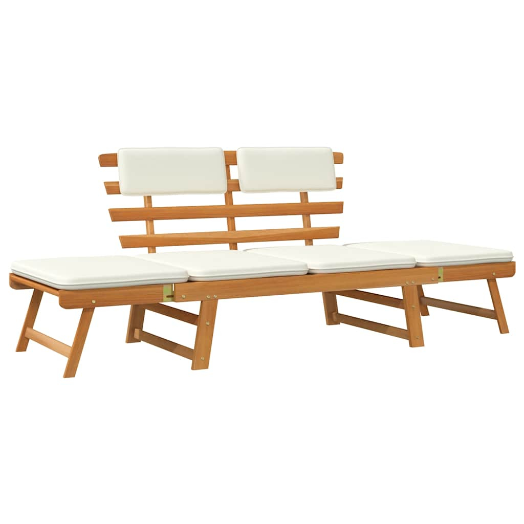 vidaXL banco de jardín con cojines 2 en 1 190 cm madera maciza acacia