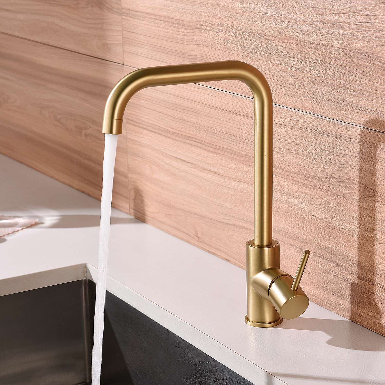 Grifo de cocina monomando sky bath oro cepillado inox s304