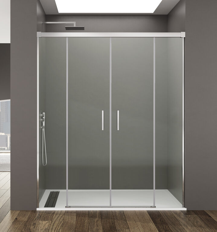Mampara basic spazio 2 puertas + 2 fijos transparente cromado 170 cm
