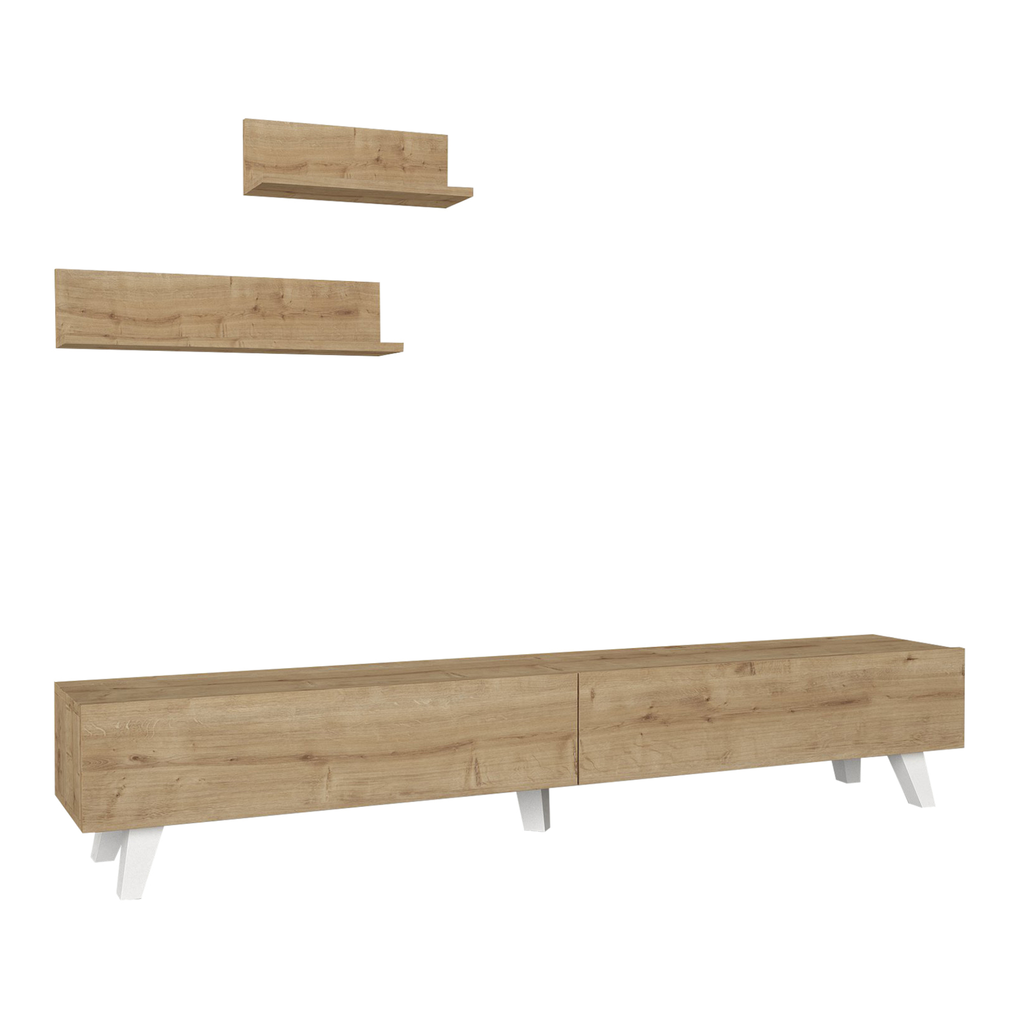 Juego de mueble de salón saarijärvi aglomerado 180x31x33cm roble [en.casa]