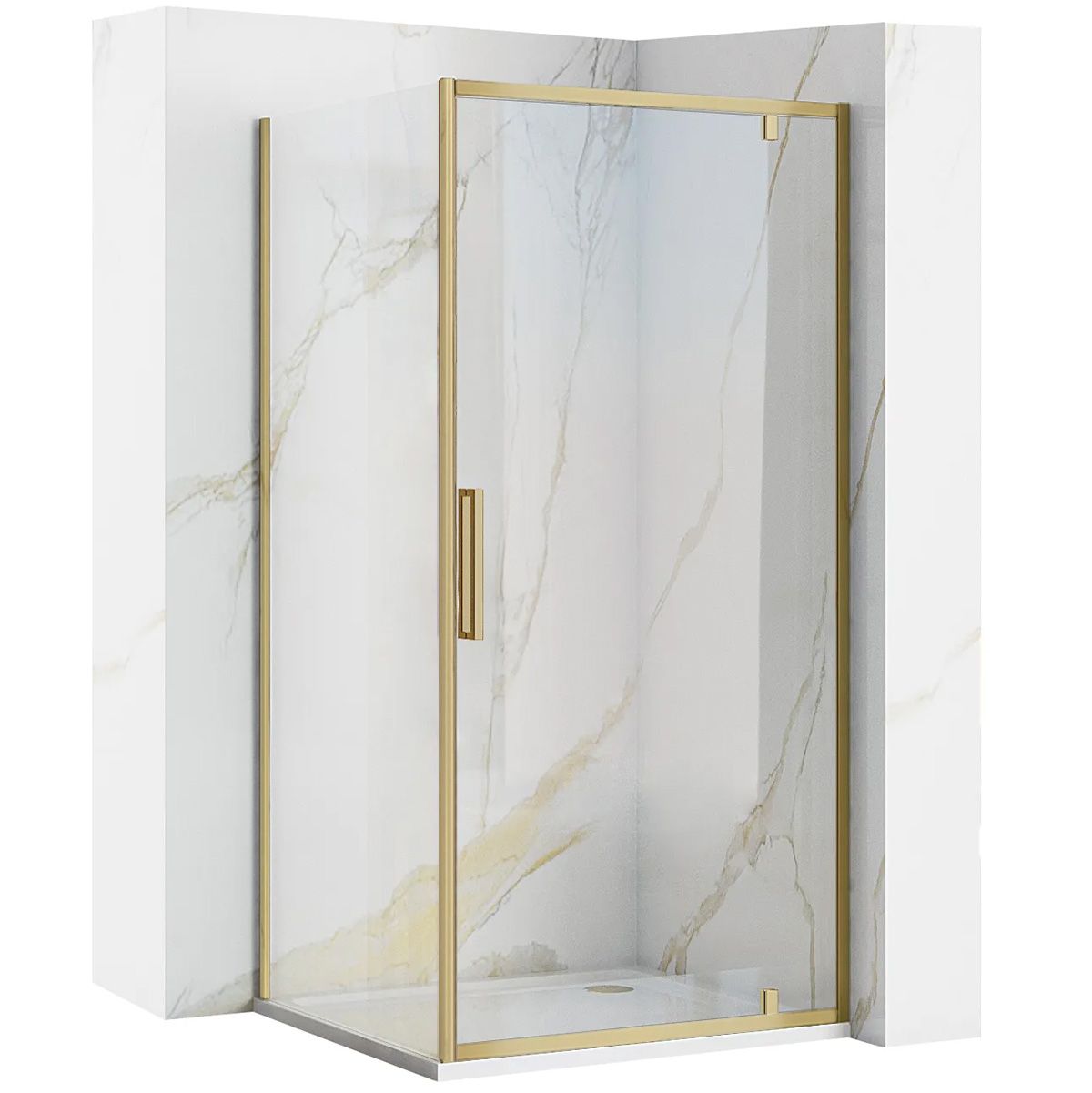 Rea cabina de ducha rapid swing brush gold 100x100, 100x100x195 cm