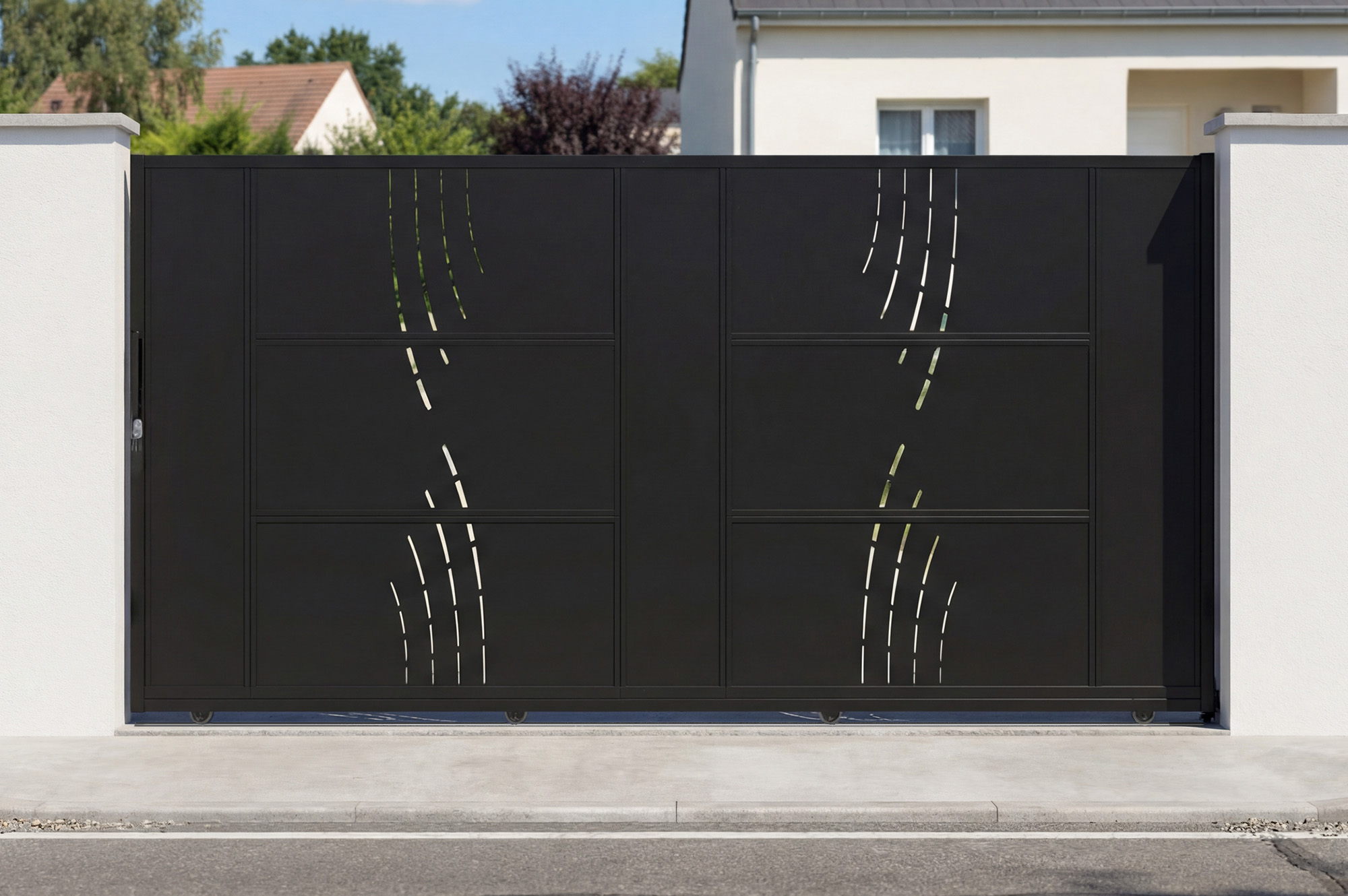 Puerta corredera acero nali veleta 3,5 m h180 negro