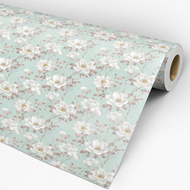 Papel pintado floral margaritas blancas 60cm por 300cm