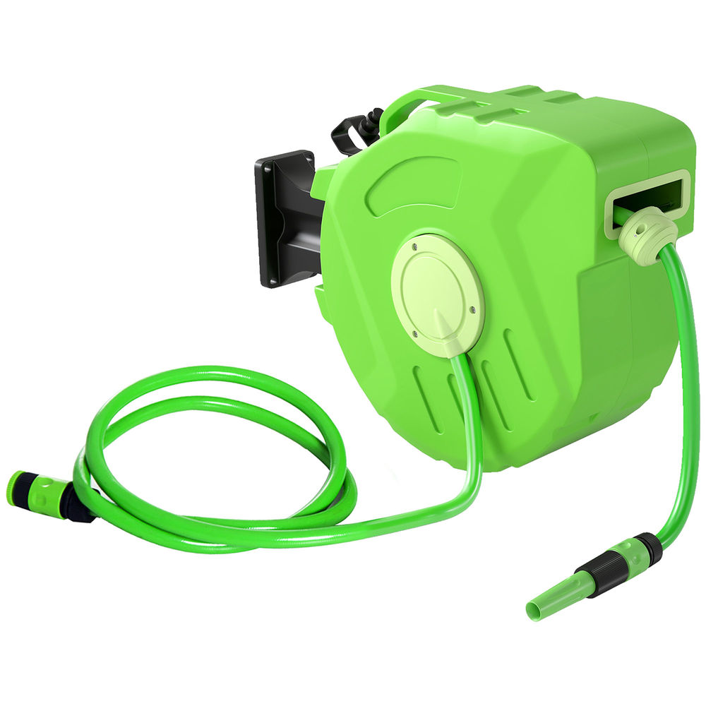 Carrete para manguera 47,5x15,5x35,5 cm pp, PVC color verde Outsunny