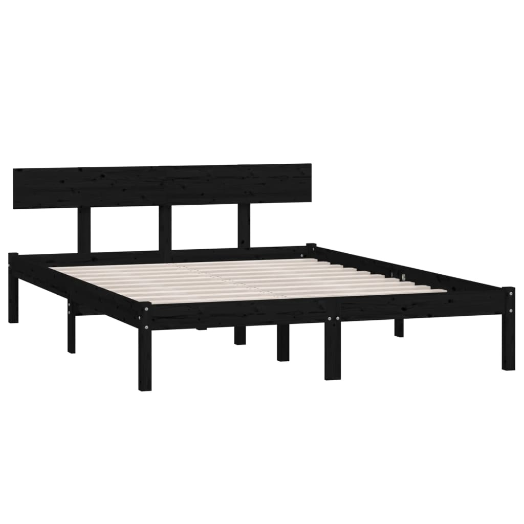 vidaXL estructura cama doble pequeña sin colchón madera maciza negro
